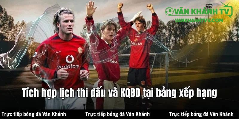 Văn Khánh TV tích hợp cả lịch thi đấu và kết quả bóng đá vào bảng xếp hạng